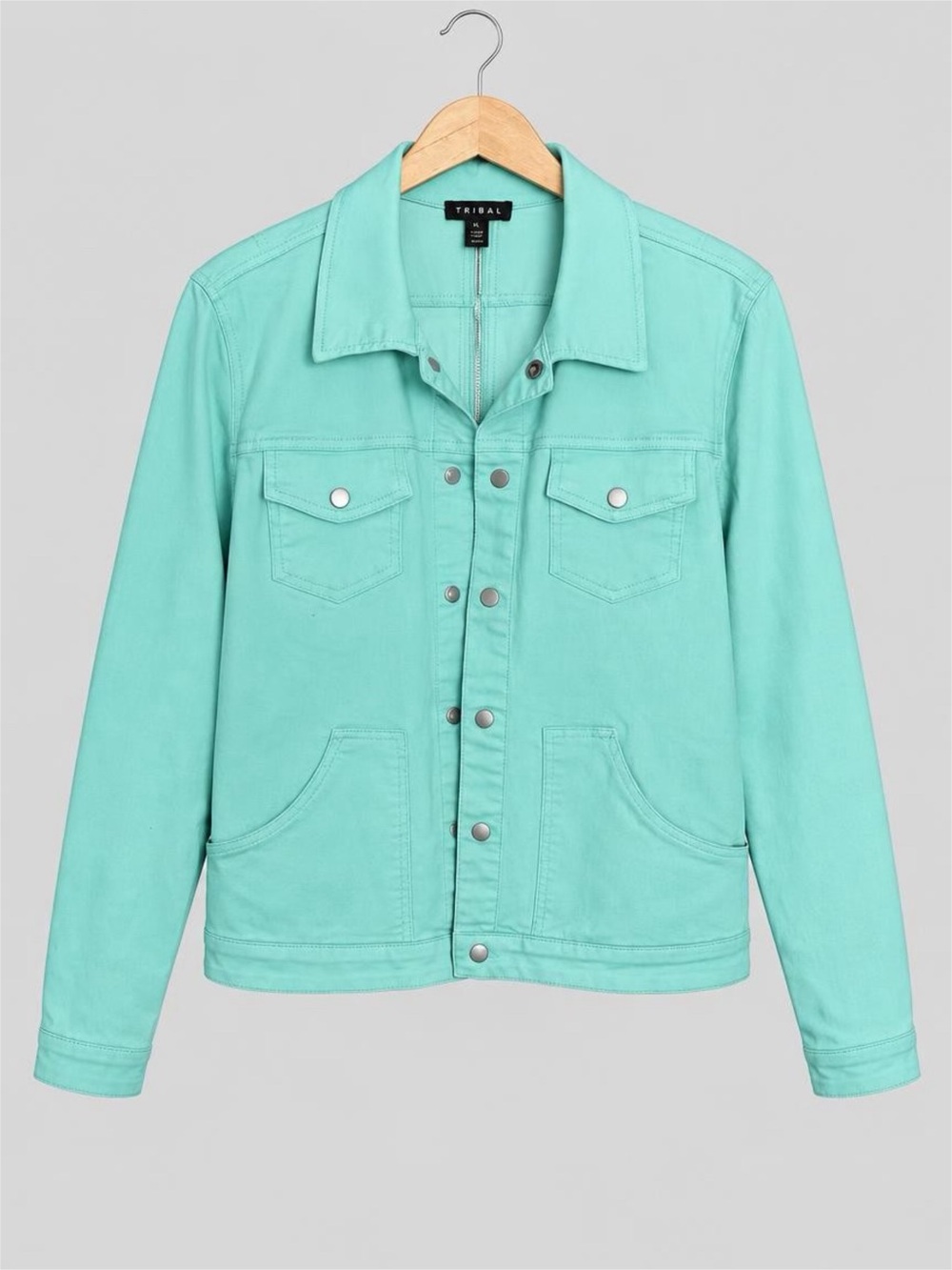 Tribal Mint Green Women's Denim Jacket - L